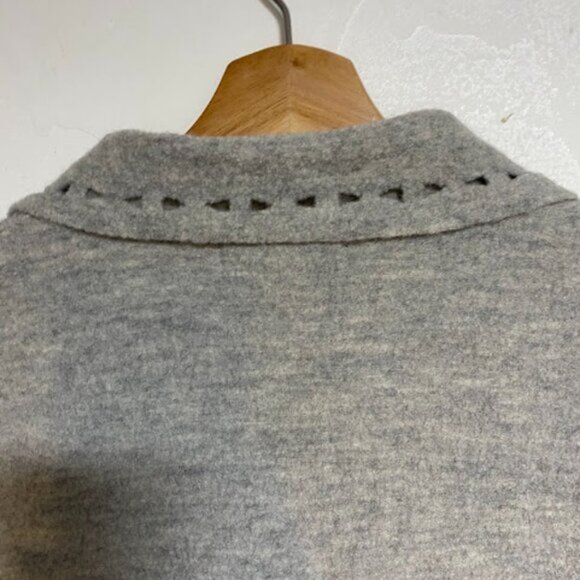 525 America Wool Laser Cut Full Zip Gray Women's Cardigan Sweater Jacket Size M - Picture 11 of 12